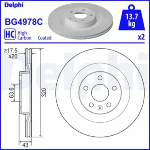Дискові гальма BG4978C DELPHI