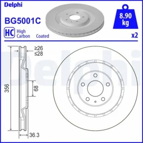Диск заднього гальма BG5001C DELPHI