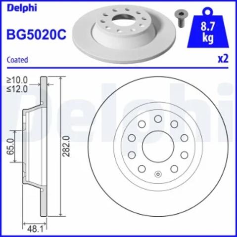 Диск заднього гальма BG5020C DELPHI