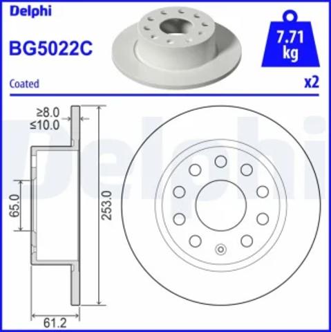 Задні дискові гальма BG5022C DELPHI