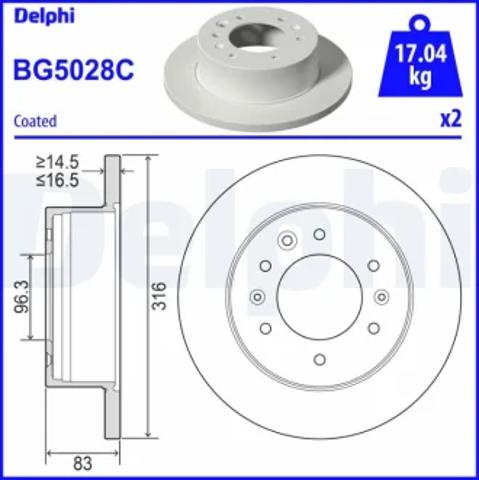 Диск заднього гальма BG5028C DELPHI