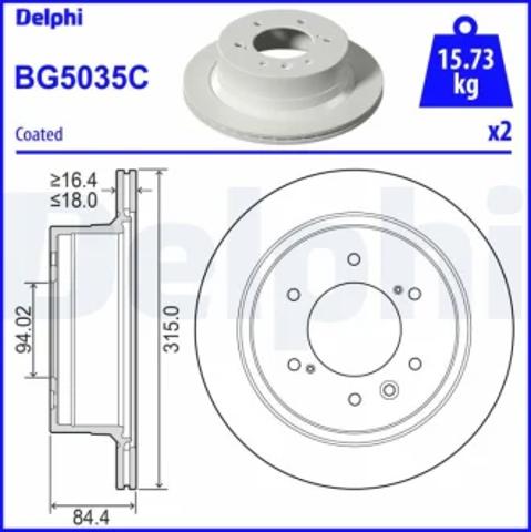 Диск гальмівний задній BG5035C DELPHI