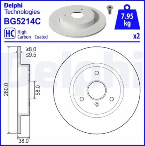 Диск гальмівний передній BG5214C DELPHI