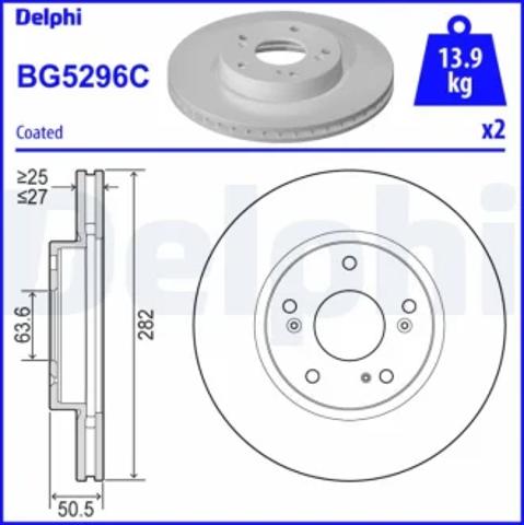 Диск гальмівний передній BG5296C DELPHI