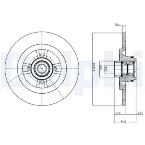 Диск заднього гальма BG9025RS DELPHI