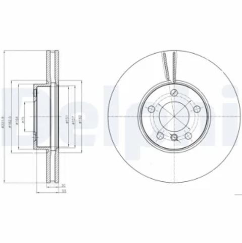 Гальмо дискове переднє BG9061 DELPHI