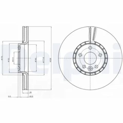 Гальмо дискове переднє BG9085 DELPHI