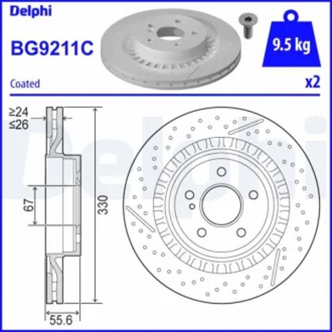 Диск гальмівний задній BG9211C DELPHI