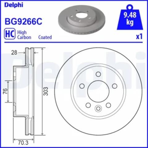 Диск переднього гальма BG9266C DELPHI