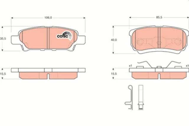 Комплект задніх колодок GDB3341 TRW