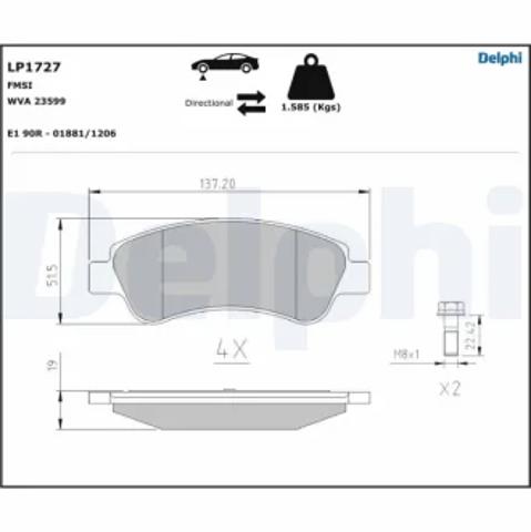Тормозні колодки LP1727 DELPHI