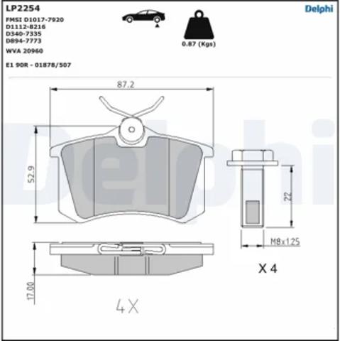 Колодки на гальмо задній дисковий LP2254 DELPHI