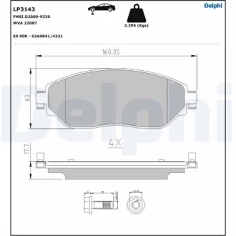 Передні гальмівні колодки LP3143 DELPHI
