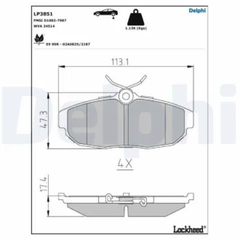 Задні гальмівні колодки LP3851 DELPHI