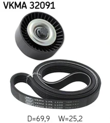Ремінь приводний, агрегатів, комплект VKMA32091 SKF