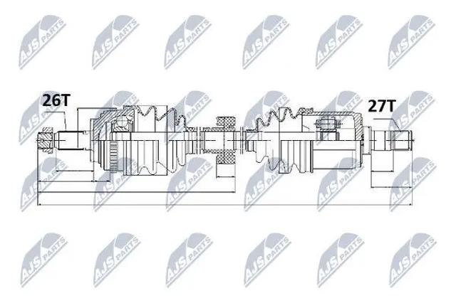 Піввісь передня, права NPWHD025 NTY
