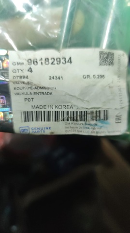 Клапана і штовхачі 96182934 GM