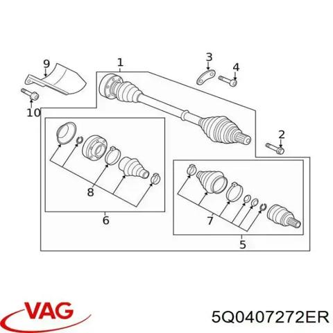 Привід передній правий 5Q0407272ER VAG