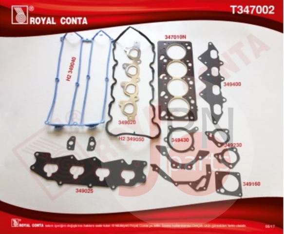 Комплект прокладок двигуна, верхній T347002 ROYAL