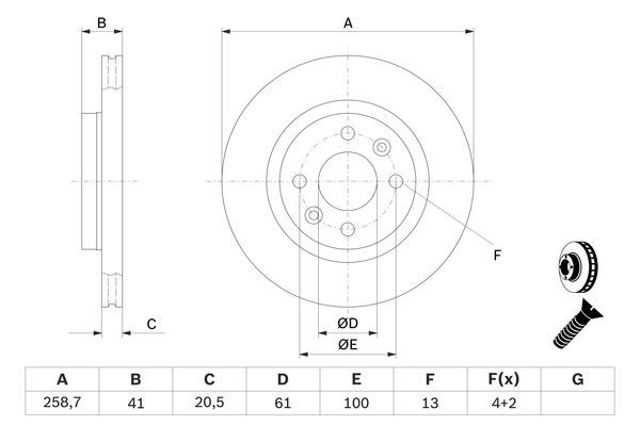 Диск гальмівний передній 0986478124 BOSCH
