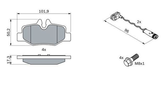 Колодки на гальмо задній дисковий 0986494082 BOSCH
