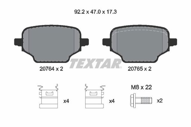 Задні колодки 2076401 TEXTAR