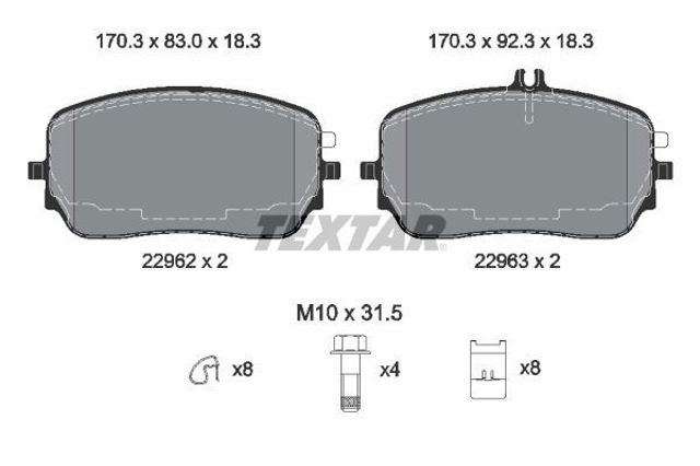 Колодки гальмівні передні, дискові 2296201 TEXTAR