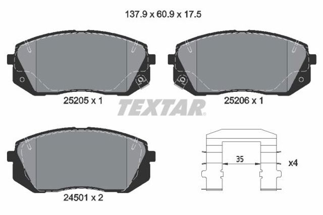Колодки передні 2520501 TEXTAR