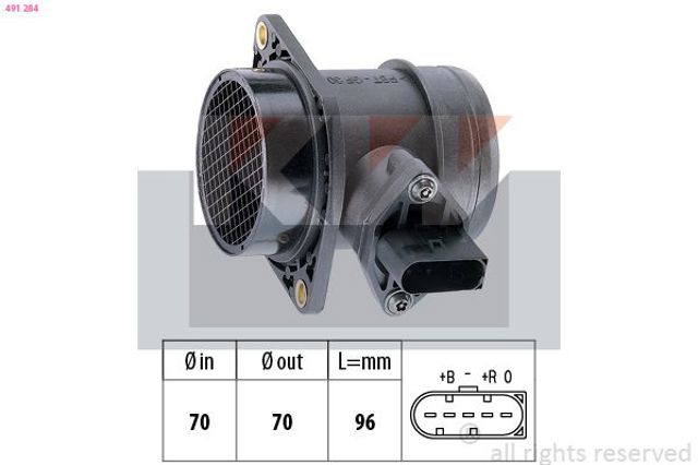Датчик масової витрати повітря 491284 KW
