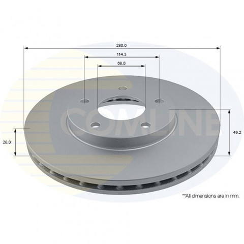 Гальмо дискове переднє ADC0260V COMLINE