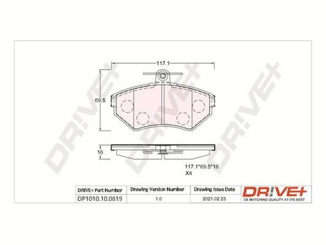 Передні гальмівні колодки DP1010100819 DR!VE+