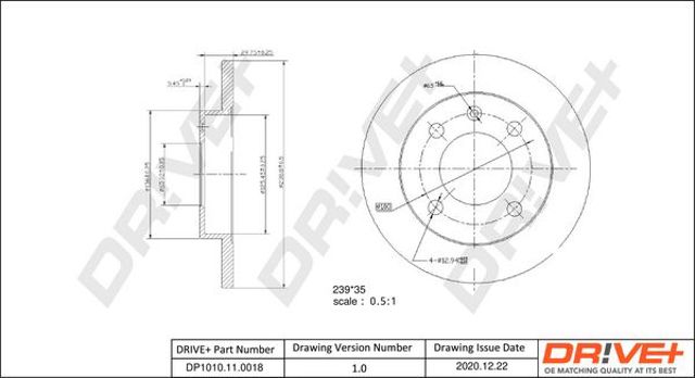 Диск гальмівний передній DP1010110018 DR!VE+