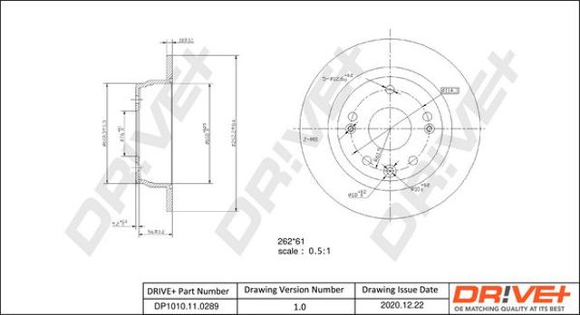 Диск заднього гальма DP1010110289 DR!VE+