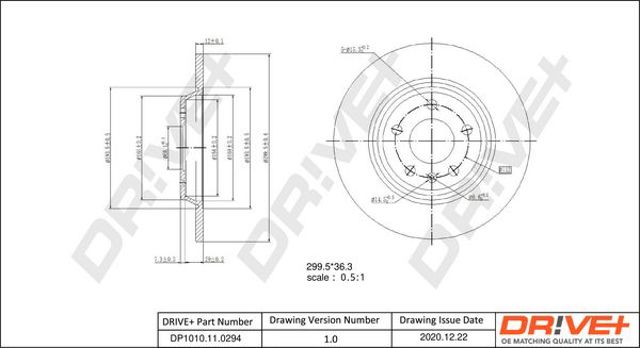 Диск заднього гальма DP1010110294 DR!VE+