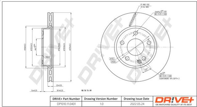 Диск гальмівний передній DP1010110401 DR!VE+