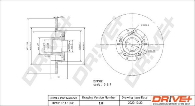 Задні дискові гальма DP1010111652 DR!VE+