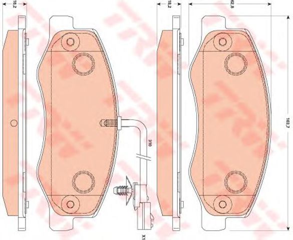 Комплект задніх колодок GDB1885 TRW