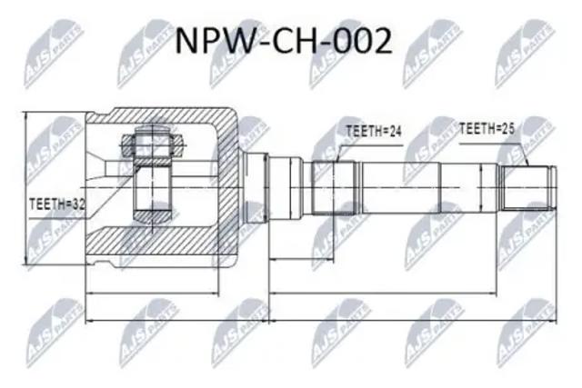 ШРУС внутрішній, передній, правий NPWCH002 NTY