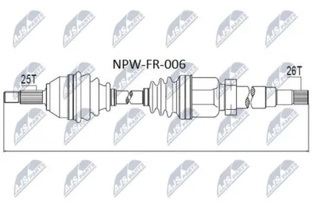Піввісь передня, права NPWFR006 NTY