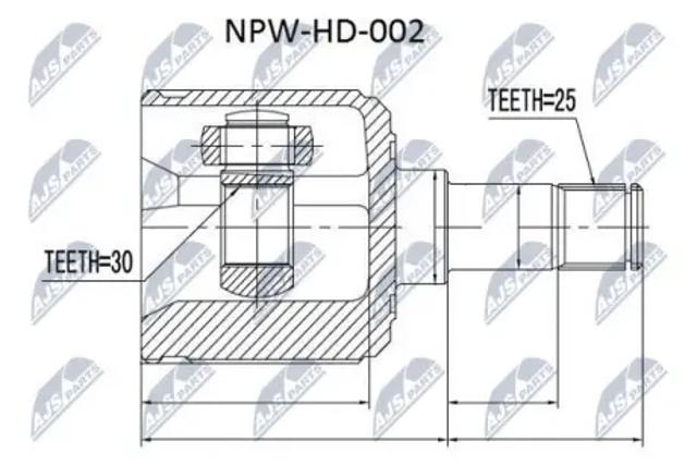Шарнір кутових швидкостей передній лівий NPWHD002 NTY
