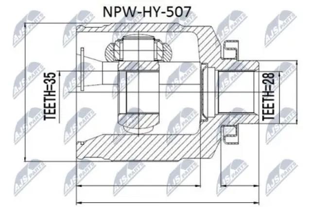 Шарнір кутових швидкостей передній лівий NPWHY507 NTY