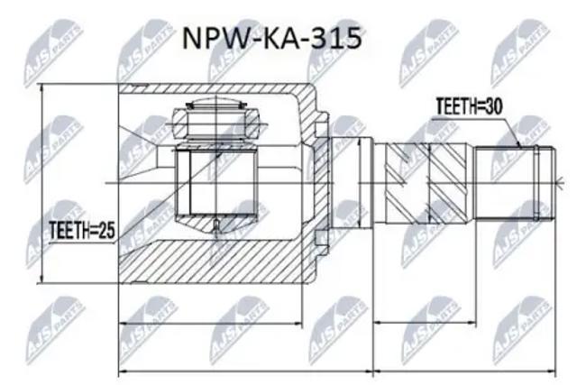 Шарнір кутових швидкостей передній лівий NPWKA315 NTY