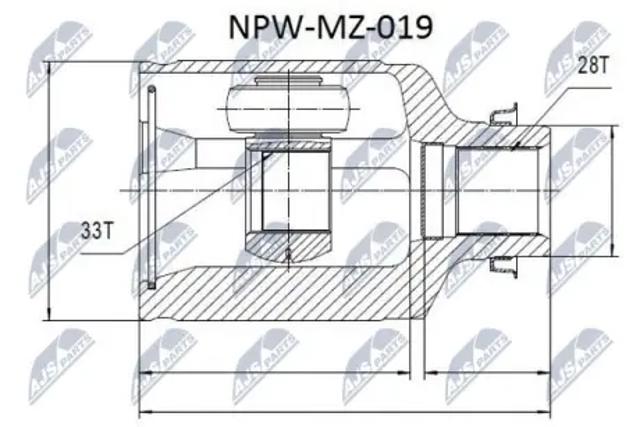 ШРУС внутрішній, передній, правий NPWMZ019 NTY