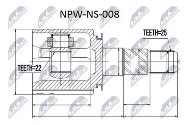 ШРУС внутрішній, передній, правий NPWNS008 NTY