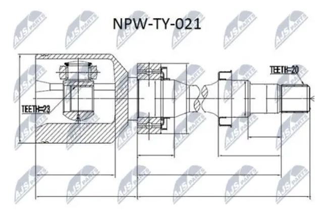 ШРУС внутрішній, передній, правий NPWTY021 NTY