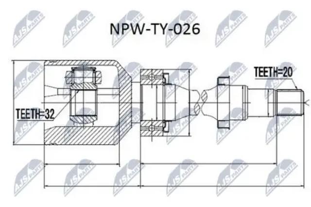 ШРУС внутрішній, передній, правий NPWTY026 NTY