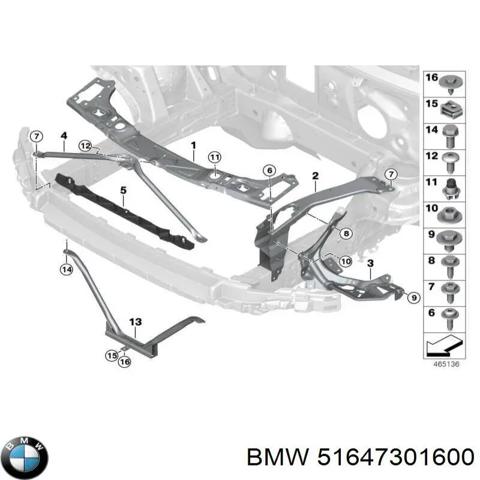 Кронштейн-адаптер кріплення фари передньої, правої 51647301600 BMW