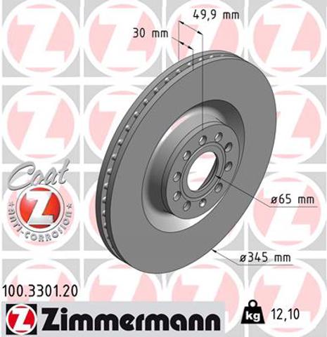 Диск гальмівний передній 100330120 ZIMMERMANN