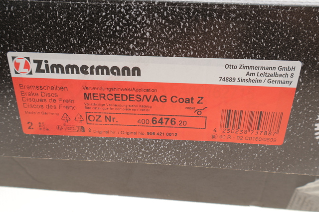 Диск гальмівний передній 400647620 ZIMMERMANN