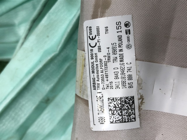 Подушка безпеки, бічна, ліва, AIRBAG 8V5880741C VAG